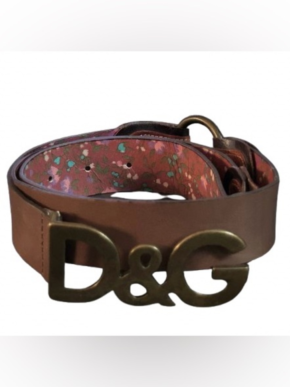 Vintage Dolce & Gabbana Belt Large Extra Large Brown Leather Floral Boho Country